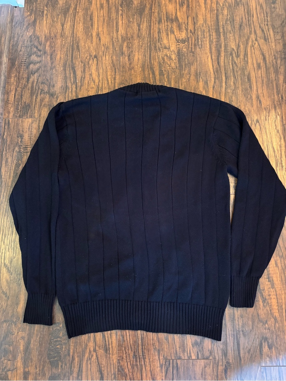Oscar de la Renta Black Full-Zip Ribbed Knit Sweater 100% Cotton Academia Large - Picture 7 of 9